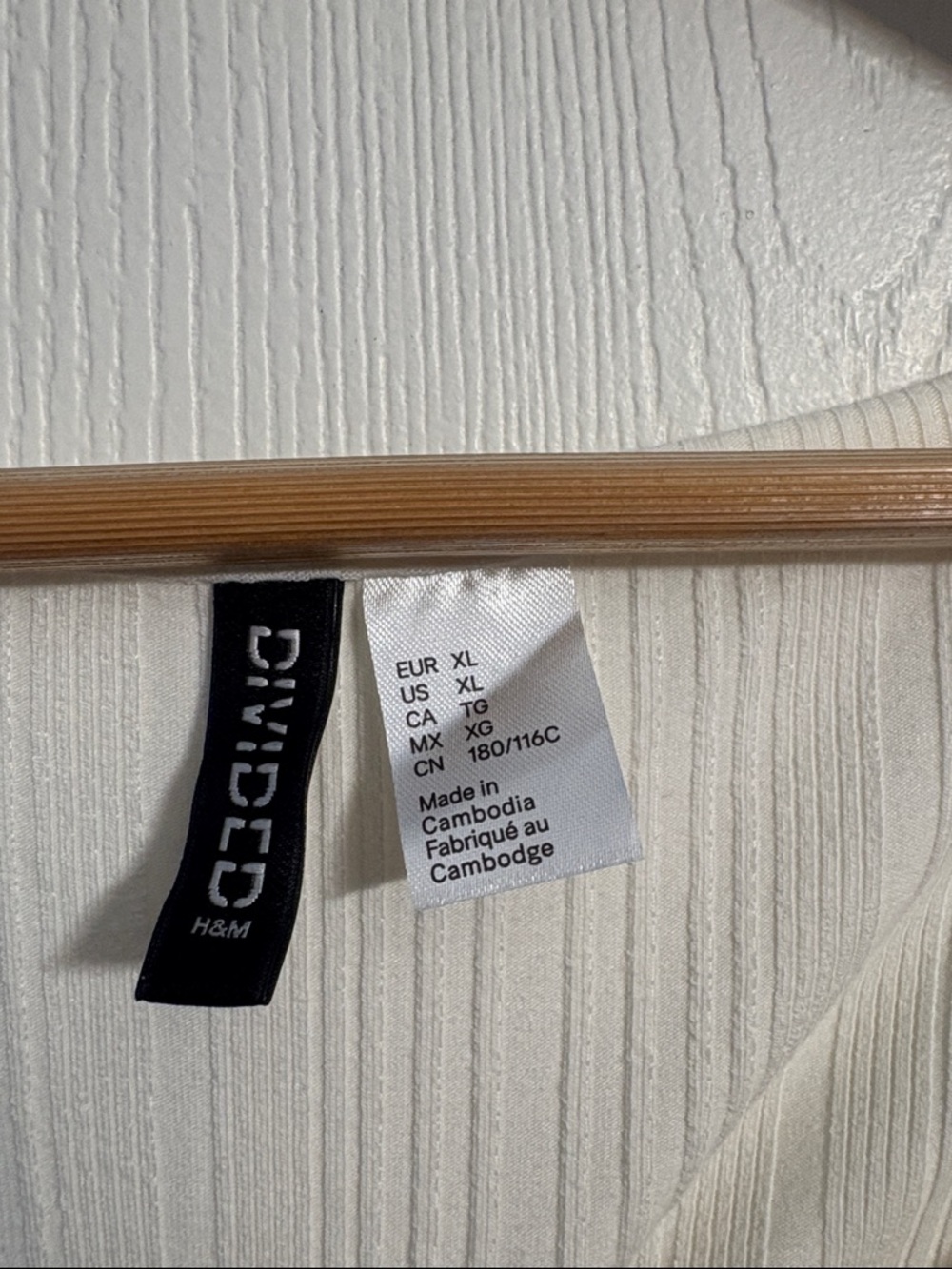 H&M Cream Ribbed Short Sleeve Scoop Neck Dress - Picture 2 of 6